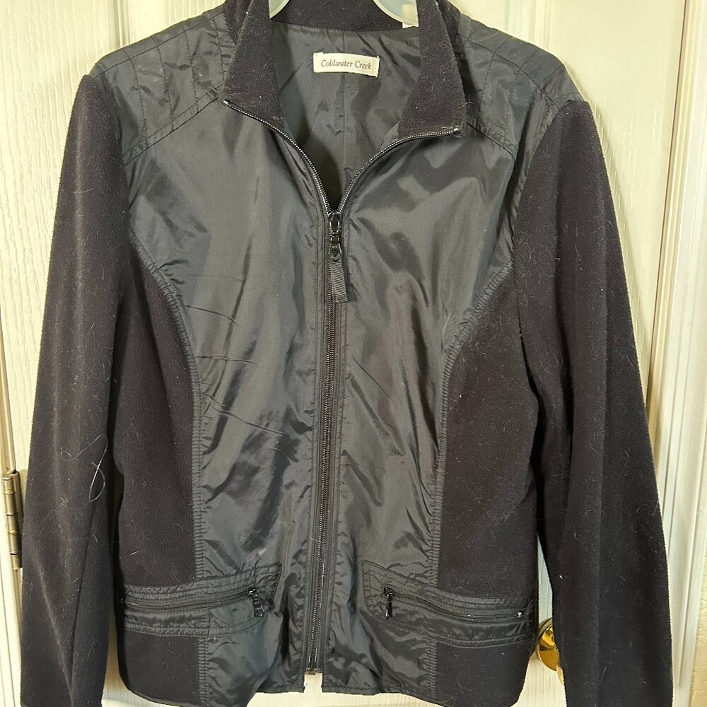 Coldwater Creek, Black lightweight jacket, PL, front zip, zip pockets